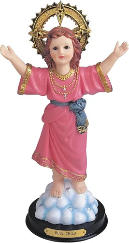 ICE ARMOR Estatua de Santo Divino Nino Niño de 9 pulgadas de alto, estatua divina para niño Jesús, decoración religiosa Rosa-9 pulgadas