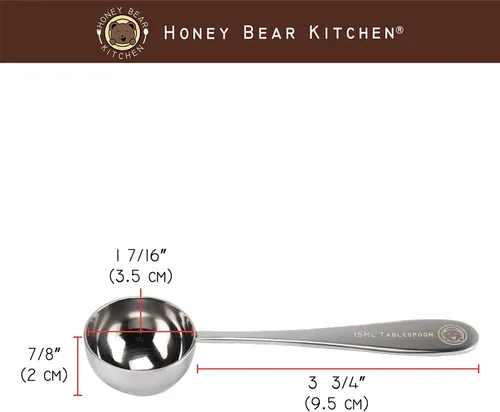 Miniatura 3 de Honey Bear Kitchen Cucharas medidoras de 0.5 fl oz, acero inoxidable pulido, juego de 2