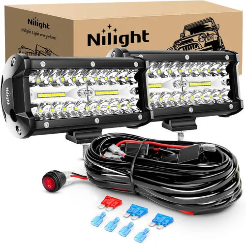 Miniatura 14 de Nilight - Barra de luz lateral de 17,78 cm, triple fila, haz puntual y disperso, luz de trabajo todoterreno para camiones, SUV, ATV, UTV