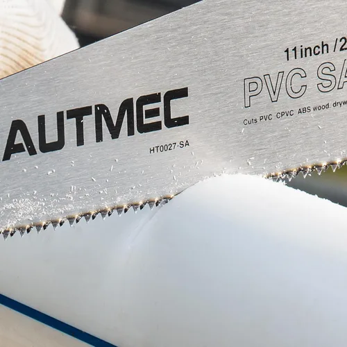 Miniatura 3 de HAUTMEC Sierra de tubo de PVC de 11 pulgadas, sierra de mano resistente para cortar plástico, ABS, paneles de yeso y madera, diente fino de 10 TPI