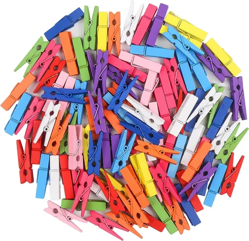 Miniatura 7 de KIMOBER 200 mini pinzas de madera para ropa, colores mezclados, pequeños pasadores para manualidades, fotos, papel