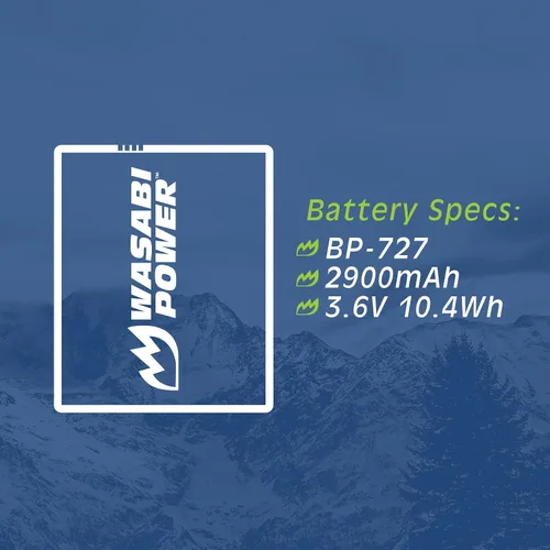 Miniatura 3 de Wasabi Power Batería para Canon BP-727 y Canon VIXIA HF M50, M52, M500, HF R30, R32, R300, HF R40, R42, R400, R50, R52, R500, R60, R62, R600, R70