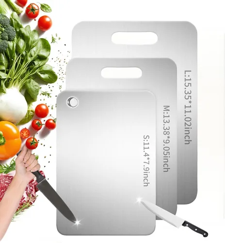 Tabla de cortar de titanio Katuchef 2025 Nueva mejora Tablas de cortar de titanio puro para cocina Tablas de cortar de doble cara no tóxicas,