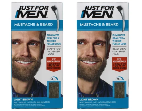 Miniatura 8 de JUST FOR MEN Gel de color para bigote y barba M-45, marrón oscuro 1 cada uno (paquete de 2)