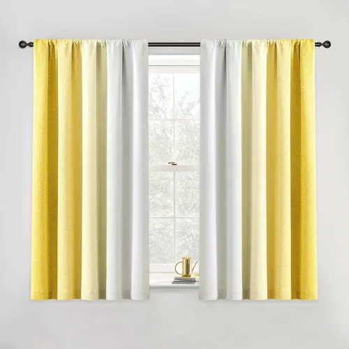 Miniatura 32 de Cortinas Ombre 100% Opacas de 63 Pulgadas de Largo 2 Paneles para Dormitorio Azul Blanco Patrón Degradado Oscurecimiento de Habitación Aislamiento