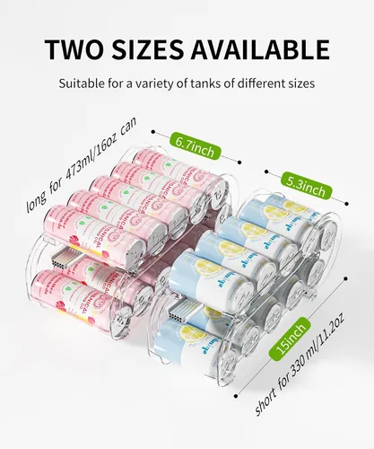 Miniatura 4 de Organizador de latas de soda, paquete de 4, organizadores automáticos de latas para refrigerador, dispensador de latas de doble