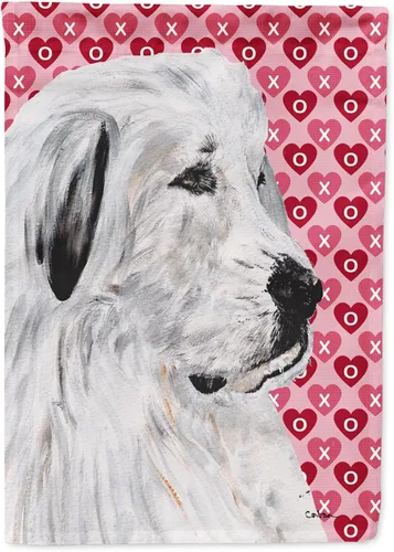 Miniatura 210 de Caroline's Treasures SS4484GF Bandera de jardín con diseño de bulldog inglés y corazones para el Día de San Valentín, bandera decorativa para patio