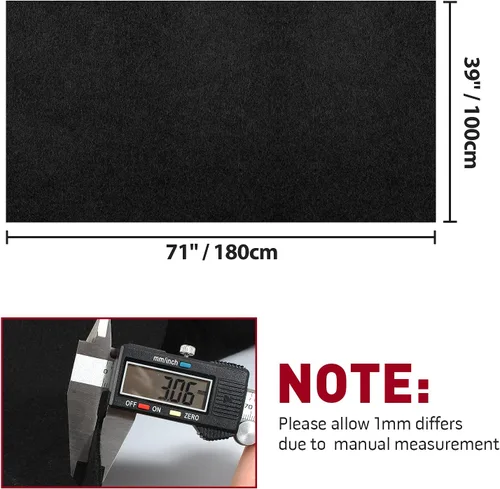 Miniatura 2 de MODIGT Alfombra de fieltro de alta calidad de 40 x 70 pulgadas para RV, barco, camión, caja de altavoces, revestimiento de puerta, escritorio (negro)