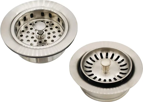 Miniatura 11 de Westbrass CO2165S-12 Combo PACK 3-1/2 pulgadas estilo poste grande cesta fregadero cocina colador y desagüe de eliminación de residuos con colador