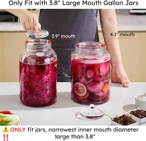 Miniatura 5 de Jillmo Peso de fermentación, peso de fermentación de vidrio para tarro de galón más grande de 3.8 pulgadas, paquete de 4