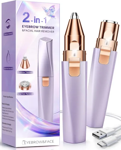 Miniatura 8 de Depiladora y Recortador de Cejas para Mujeres: Afeitadora Facial Recargable 2 en 1 y Navaja para Cejas - Dispositivo Eléctrico Indoloro para Depilar