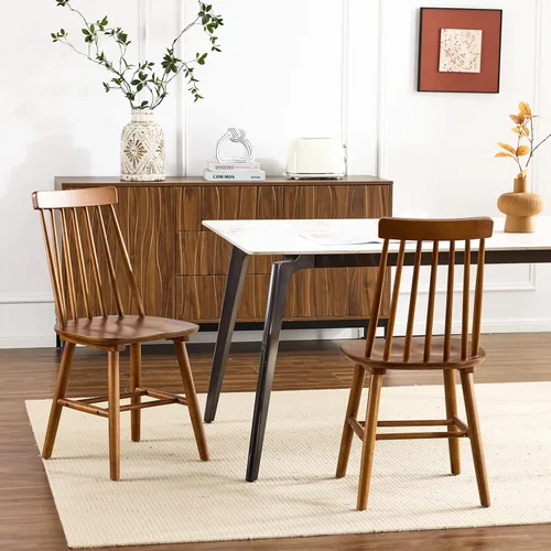 Miniatura 14 de Juego de 2 sillas de comedor negras, juego de 2 sillas de comedor de madera, sillas de comedor de madera, husillo lateral de granja, sillas Windsor