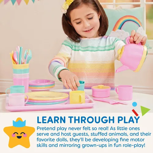 Miniatura 5 de Battat – Play Circle – Juego de Vajilla – Platos, Tazas y Juguetes de Fiesta de Té – Juguetes de Cocina para Niños Pequeños – Juego de Simulación
