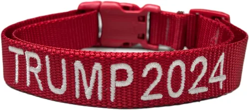 MAGA Trump 2024 - Collar para perro, correa y collar para mascotas, 40 bonitas opciones de bordado para perros de juguete, tamaño S, Presidente 47,