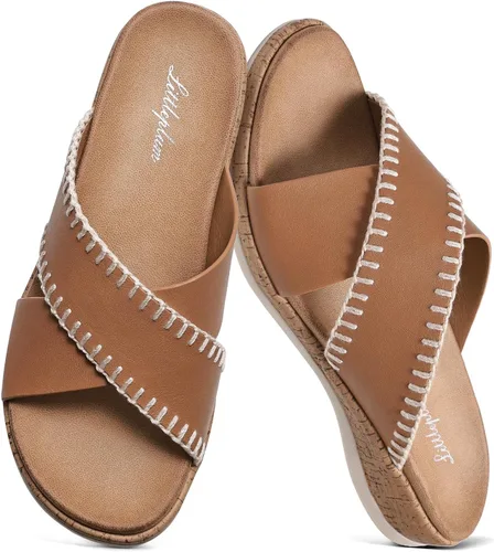 Miniatura 9 de Littleplum Sandalias para mujer, con soporte de arco, cómodas, planas, transpirables, ajustables, ortopédicas, para caminar, playa, viajes