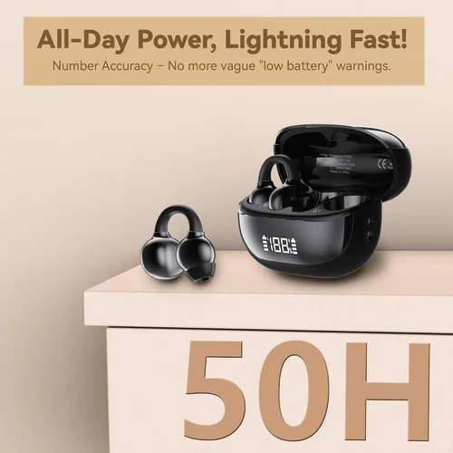 Miniatura 7 de Auriculares inalámbricos 2026, Bluetooth 6.0, diseño de clip de oreja abierta para un uso cómodo y seguro, duración de la batería de 50 horas