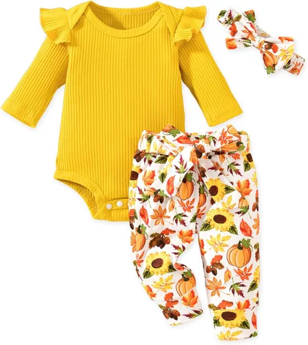 Miniatura 135 de Aalizzwell Conjunto de mameluco acanalado para bebé recién nacido prematuro para otoño e invierno