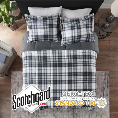 Miniatura 3 de Madison Park Essentials - Juego de ropa de cama con edredón a cuadros Parkston y funda a juego, cubierta antimanchas Scotchguard 3M, hipoalergénico