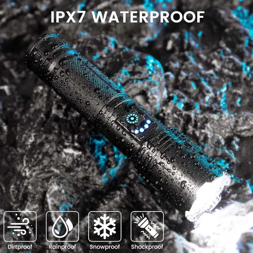 Miniatura 7 de Linternas recargables de alto lúmenes, 99,000 lúmenes, linternas LED superbrillantes con 5 modos e impermeable, potente linterna de mano
