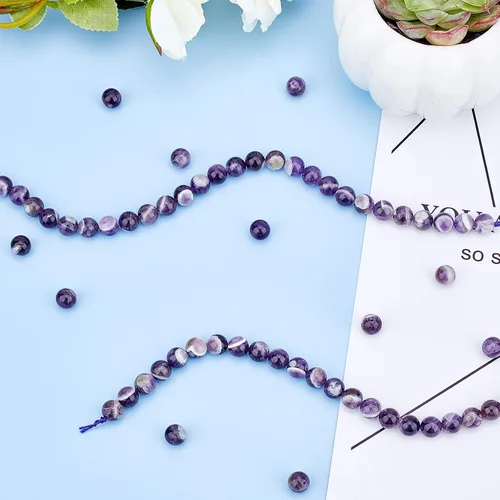Miniatura 5 de OLYCRAFT 88-98pcspcs - Cuentas de amatista natural de 7.8 a 0.354 in, cuentas de energía redondas sueltas para hacer pulseras, collares, joyas