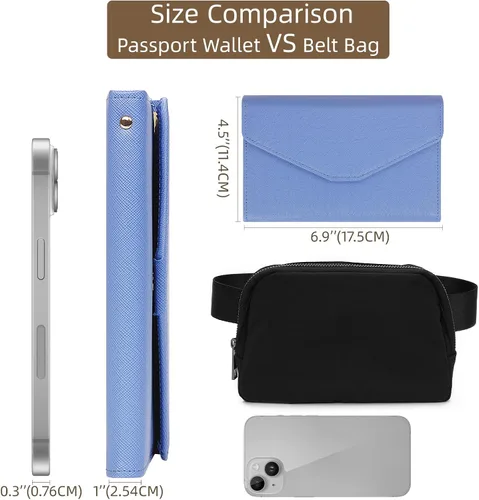Miniatura 76 de Zoppen - Billetera de viaje con bloqueo RFID multiusos (Ver.4) Portatarjetas de pasaporte y vacunas, organizador de documentos de tres pliegues