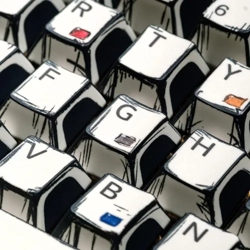 Miniatura 7 de PBT - Teclas de manga japonesa, estilo anime, 141 teclas, perfil, color cereza, sub retro, teclas para teclado mecánico (mezcla de colores)