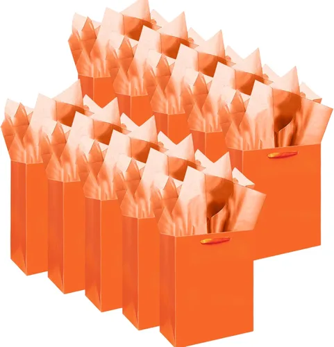 Miniatura 17 de qiqee 10 mini bolsas de regalo color verde frijol con asas de papel de seda de 6.3 x 4.7 x 2.4 pulgadas, tamaño pequeño para regalos de fiesta