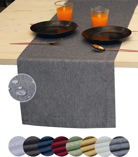 Miniatura 13 de Camino de mesa negro de 36 pulgadas, bufanda impermeable para aparador, camino de mesa de café para exteriores, elegantes caminos de mesa