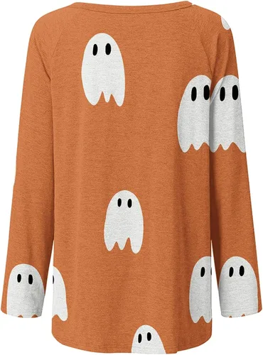 Miniatura 4 de Huilaibazo Túnica de Halloween para mujer, camisas gráficas de telaraña, blusa de manga larga fluida, túnica de talla grande para leggings