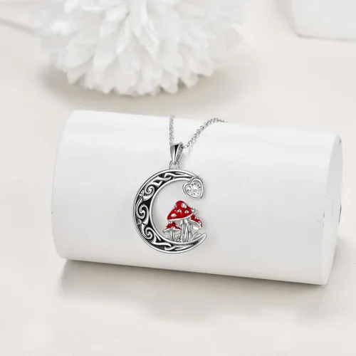 Miniatura 3 de POPLYKE Collar de zorrolibélulagato para mujer, plata de ley, lindo colgante de zorro con cristales circulares, regalos de joyería de zorro, regalos