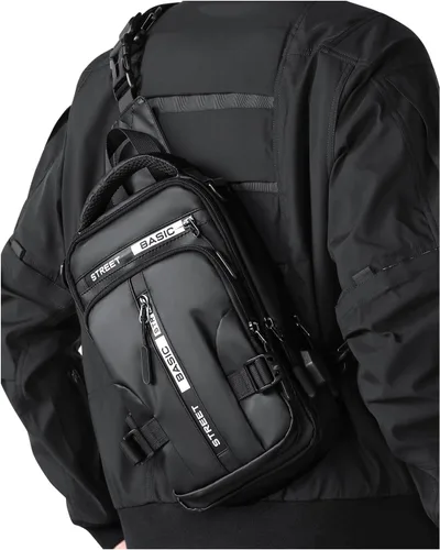 Miniatura 10 de Mochila cruzada pequeña negra para hombre y mujer, H-Negro, S, Moda