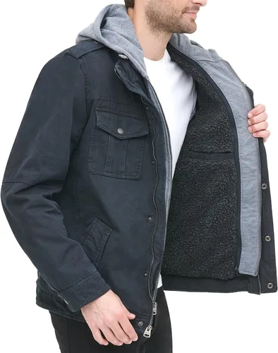 Miniatura 6 de Levis Chaqueta estilo militar con capucha de algodón lavado para hombre