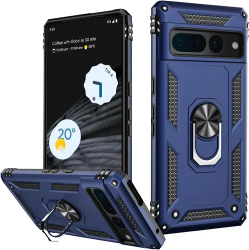 Miniatura 40 de LUMARKE Funda para Google Pixel 5 con protector de pantalla, pasa 16 pies, probada en caídas, grado militar, con soporte de anillo magnético, Rojo