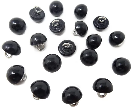Honbay Botones de perlas delicadas negras de 0.394 in con vástago, resina plástica redonda para coser, decoración para vestidos de novia, faldas,