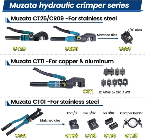 Miniatura 7 de Muzata Herramienta de prensado de barandilla de cable mejorada personalizada Crimpadora hidráulica Herramienta de prensado hidráulico para 1/8
