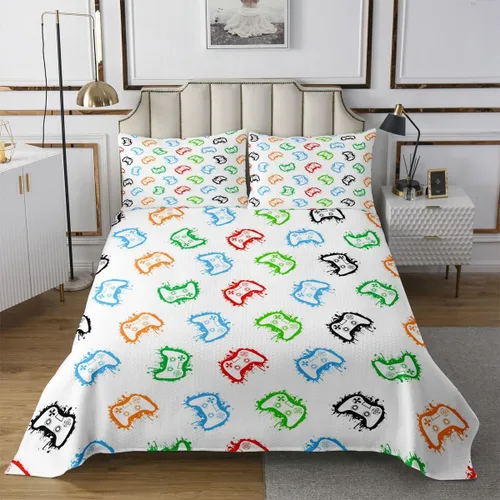 Miniatura 6 de Castle Fairy Gamepad Bedspread Quilt,Video Gaming Black Bedding Coverlet for All Season Bedroom,Kids Games Consoles Twin Size Coverlet Set with 1