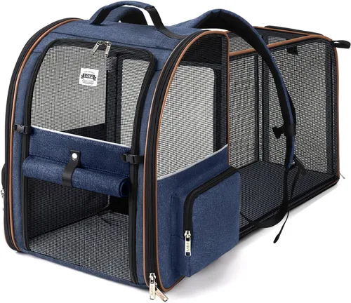 Mochila Grande Transportadora para Gatos Expandible Mochila Transportadora de Mascotas para Perros Pequeños Gatos Medianos Soporta Hasta 18 Libras,