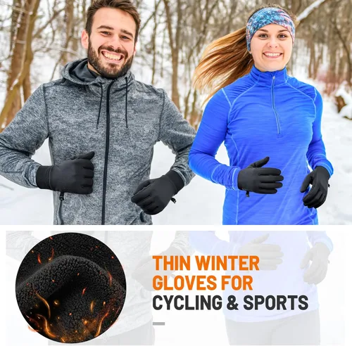 Miniatura 2 de Guantes de invierno para hombres y mujeres, resistentes al viento, para pantalla táctil, con forro térmico, guantes de correr para ciclismo