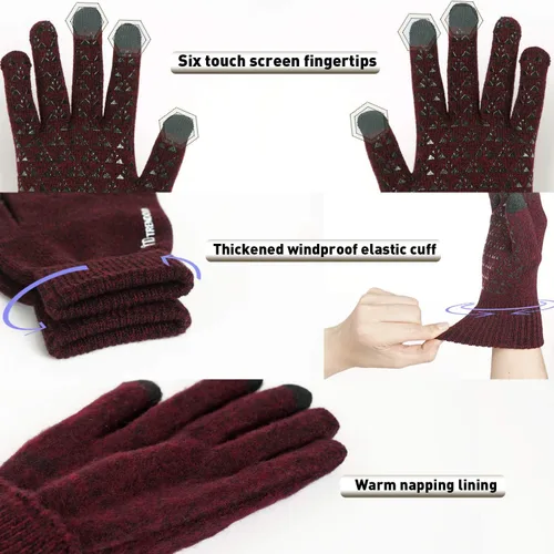 Miniatura 3 de TRENDOUX - Guantes de invierno para hombre y mujer, de punto, térmicos y cálidos, con pantalla táctil para clima frío, ideales para correr, conducir