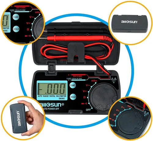 Miniatura 6 de allsun Mini rango automático plegable multímetro digital probador automotriz AC DC Volt AMP Ohm LCD Voltímetro de viaje Amperímetro probador