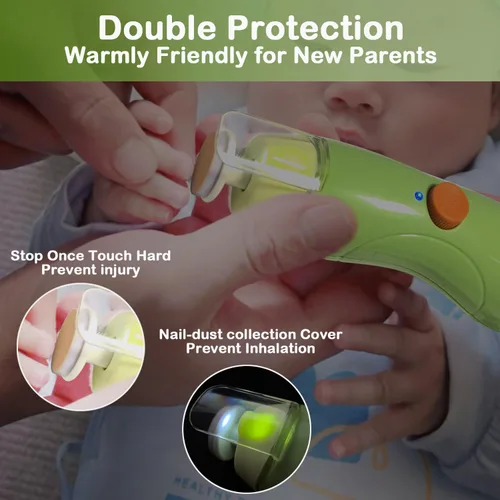 Miniatura 5 de Fansidi Recortador de uñas eléctrico recargable, lima de uñas fácil y segura para recién nacidos a niños pequeños, carga USB, velocidad continua