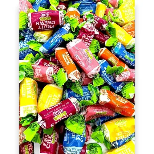 Miniatura 3 de Sour Bulk - Masticables de frutas, 1.5 libras de envueltas individualmente, sin gluten y sin maní, surtido de frutas con sabor a frambuesa azul