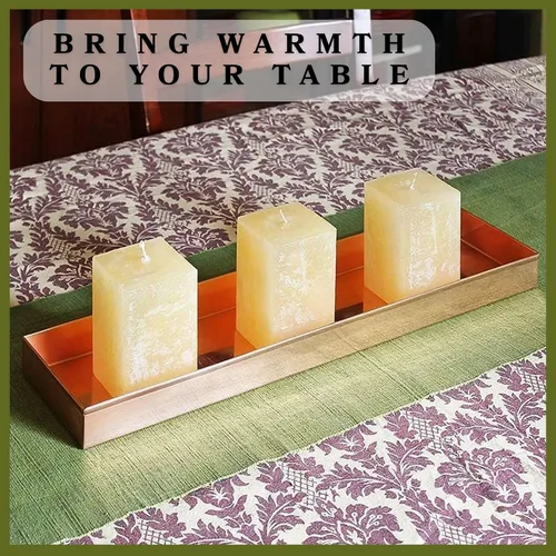 Miniatura 3 de Bandeja rectangular de acero inoxidable chapado en cobre de 20 pulgadas, soporte para suculentas, decoración moderna de granja para el hogar