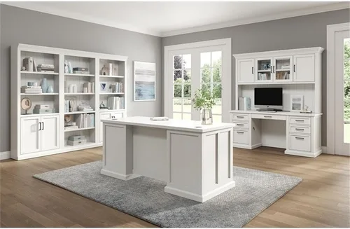 Miniatura 4 de Escritorio ejecutivo moderno de madera para oficina, totalmente montado, color blanco