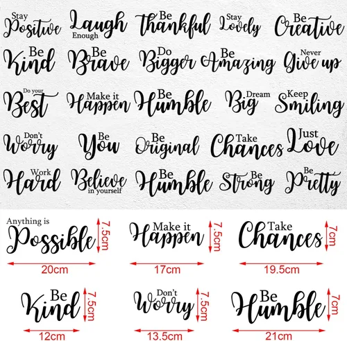 Miniatura 2 de Leinuosen 25 piezas calcomanías inspiradoras para pared, cita motivacional, despegar y pegar, calcomanías de vinilo con citas extraíbles y positivas