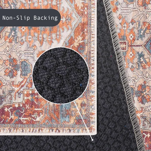 Miniatura 136 de GLN Rugs Traditional Collection - Alfombra de felpilla lavable a máquina, tradicional lavable, antideslizante, alfombra de felpilla de pelo corto