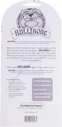 Miniatura 2 de Bullibone - Juguete de nylon para perros masticadores agresivos - Hueso para higiene dental con sabor a tocino, juguetes masticables resistentes