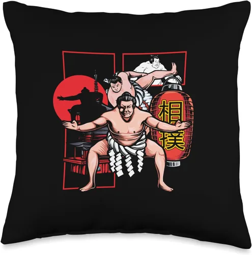 Japanese Sumotori Japan Wrestling Sumo Gift Japanese Sumotori | Lucha de luchadores japoneses | Almohada Sumo, 16 x 16, multicolor