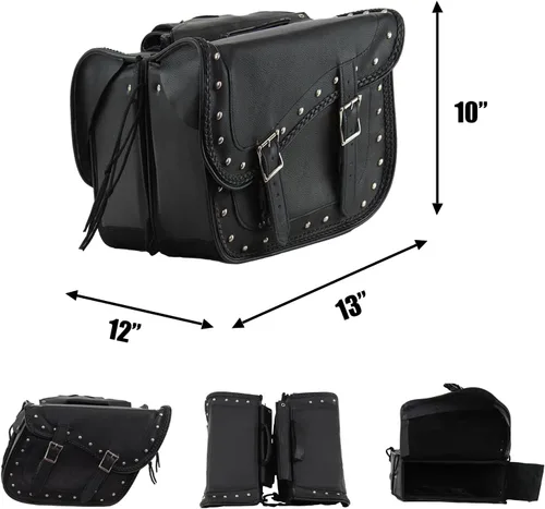 Miniatura 5 de GARGOYLE BELLS Bolsas de cuero genuino para silla de montar de motocicleta, bolsa de equipaje para softails, deportistas y helicópteros