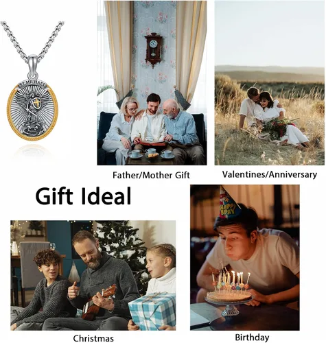 Miniatura 159 de Collar de plata de ley 925 con medalla de San Patrón, colgante de protección católica, amuleto, joyería religiosa para hombres y mujeres